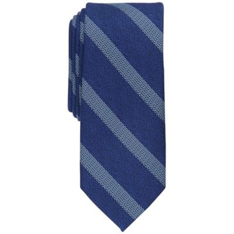 Bar Iii Men's Mellini Skinny Textured Stripe Tie Blue Necktie