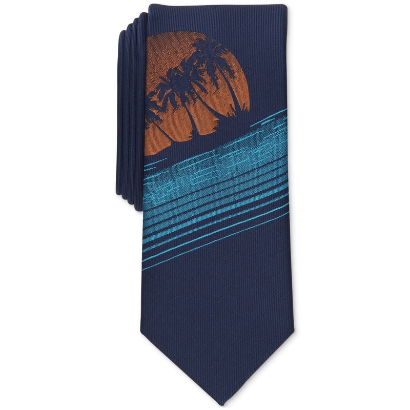 Bar Iii Men's Melrose Sunset Tie Navy Blue Necktie