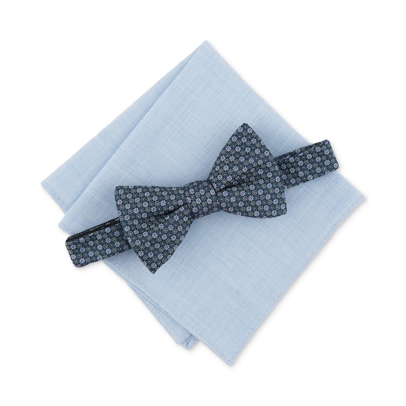 Bar Iii Men's Midland Floral Bow Tie Pocket Square Set Green Necktie