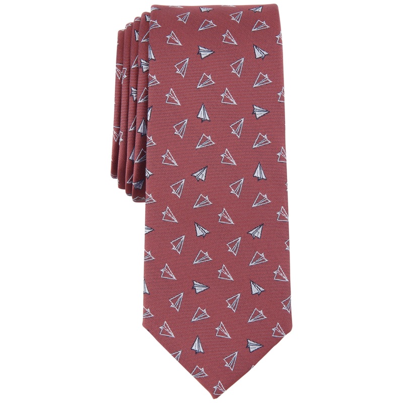 Bar Iii Men's Paper Planes Graphic Tie Red Combo Necktie
