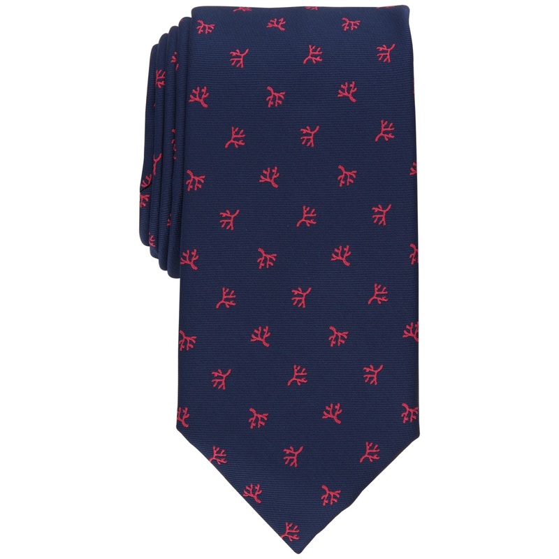 Club Room Men's Classic Coral Neat Tie Navy Blue Necktie