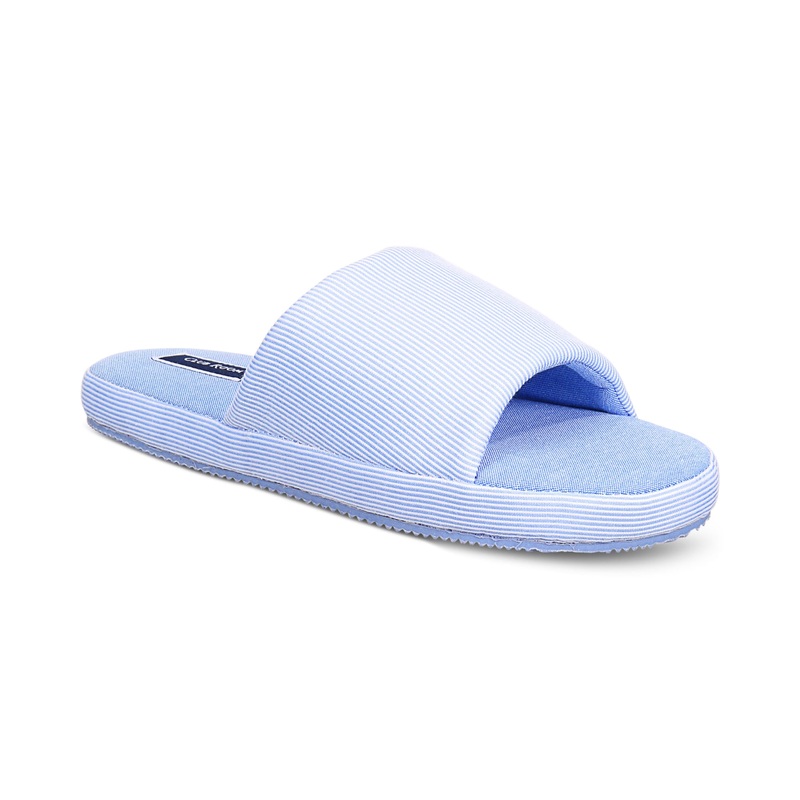 Club Room Men's Cushioned Bed Slide Slippers Blue Large 10 To 11