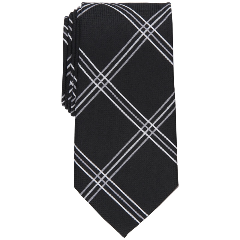 Club Room Men's Otero Grid Tie Black White Necktie