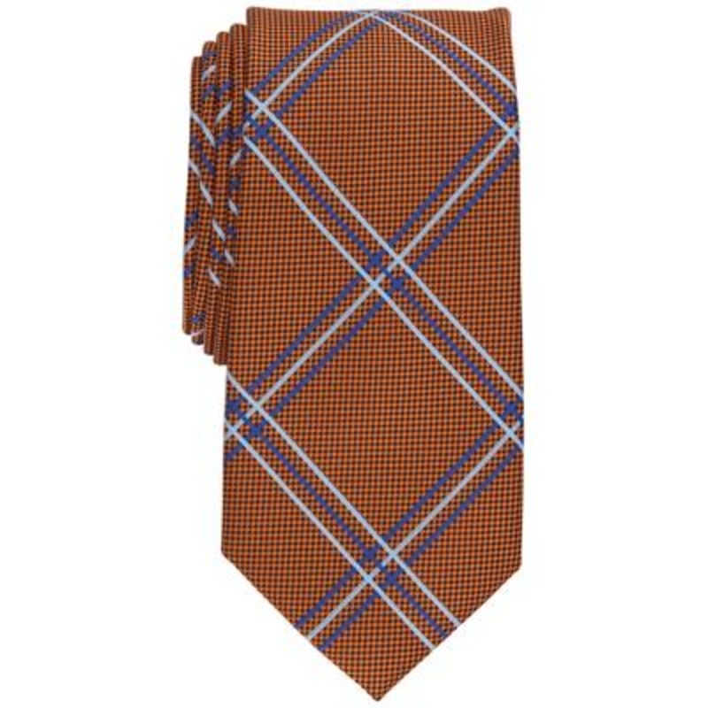 Club Room Men's Otero Grid Tie Orange Necktie