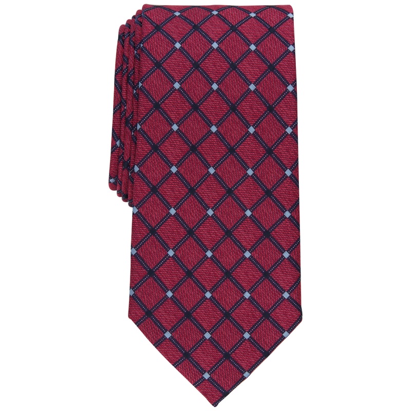 Club Room Men's Stanton Grid Tie  Red Necktie
