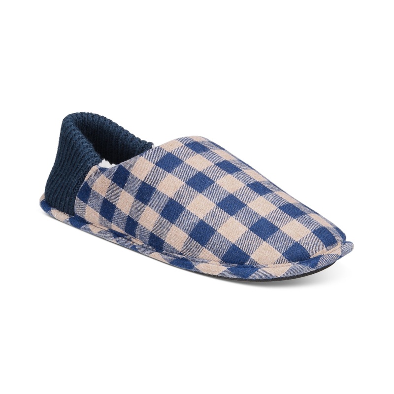 Club Room Mens Flannel Comfort Slide Slippers Blue Medium 8 to 9