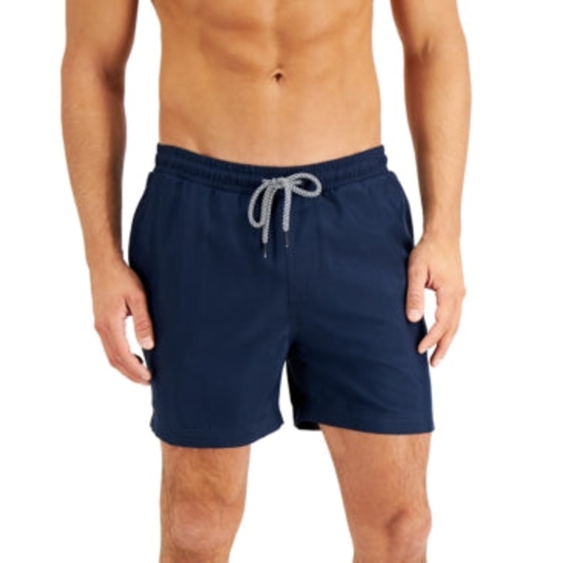 INC International Concepts Men's Regular Fit Quick Dry 5 Swim Trunks Navy Blue