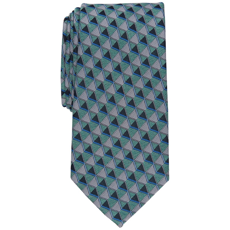 Perry Ellis Men's Dunstan Geometric Print Tie Green Black Necktie