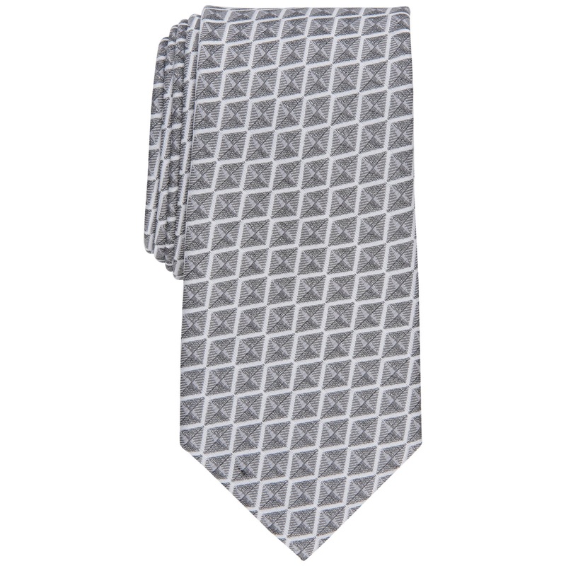 Perry Ellis Men's Geometric Print Tie Black Necktie
