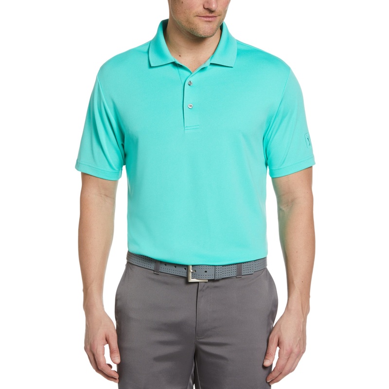 Pga Tour Men's Airflux Solid Golf Short Sleeve Polo Shirt Cockatoo Small