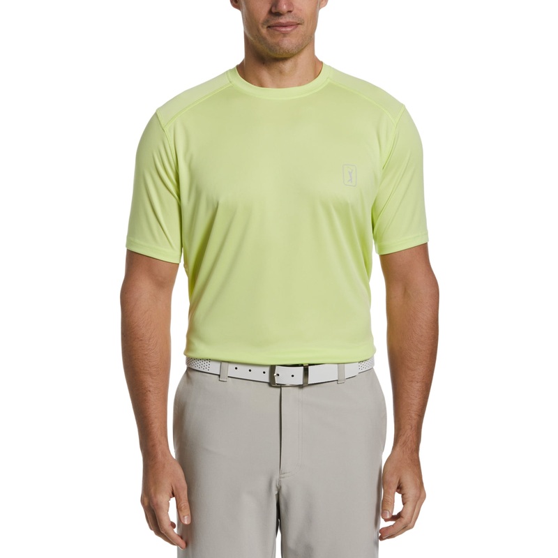 Pga Tour Men's Performance Short Sleeve Golf T Shirt Sunny Lime Green Small