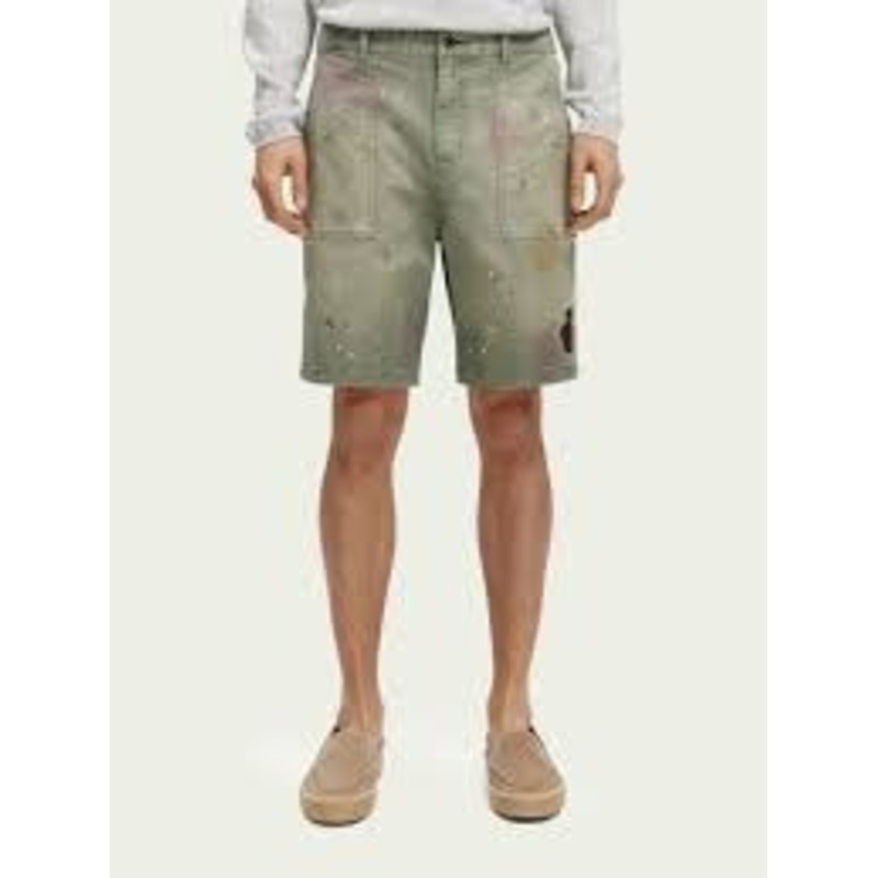 Scotch & Soda De Fave Garment-dyed Twill Shorts Size 34 Grey