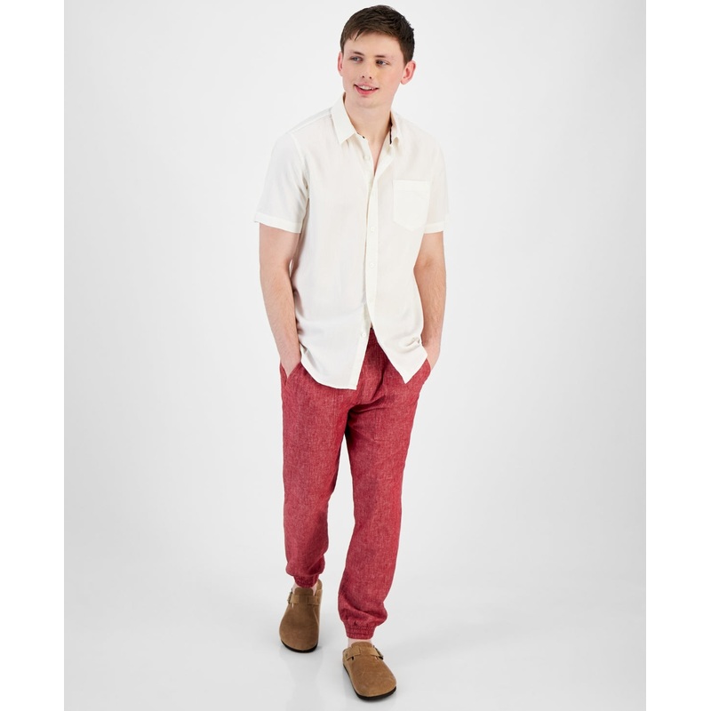 Sun Stone Men's Charles Linen Jogger Pants Red Small