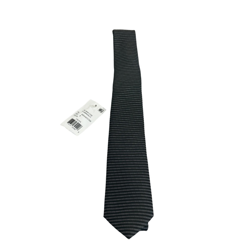 The Men's Store  Diagonal Stripe Silk Skinny Tie Black Necktie