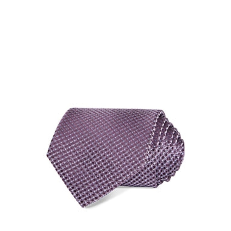 The Men's Store  Micro Grid Silk Classic Tie Purple Necktie