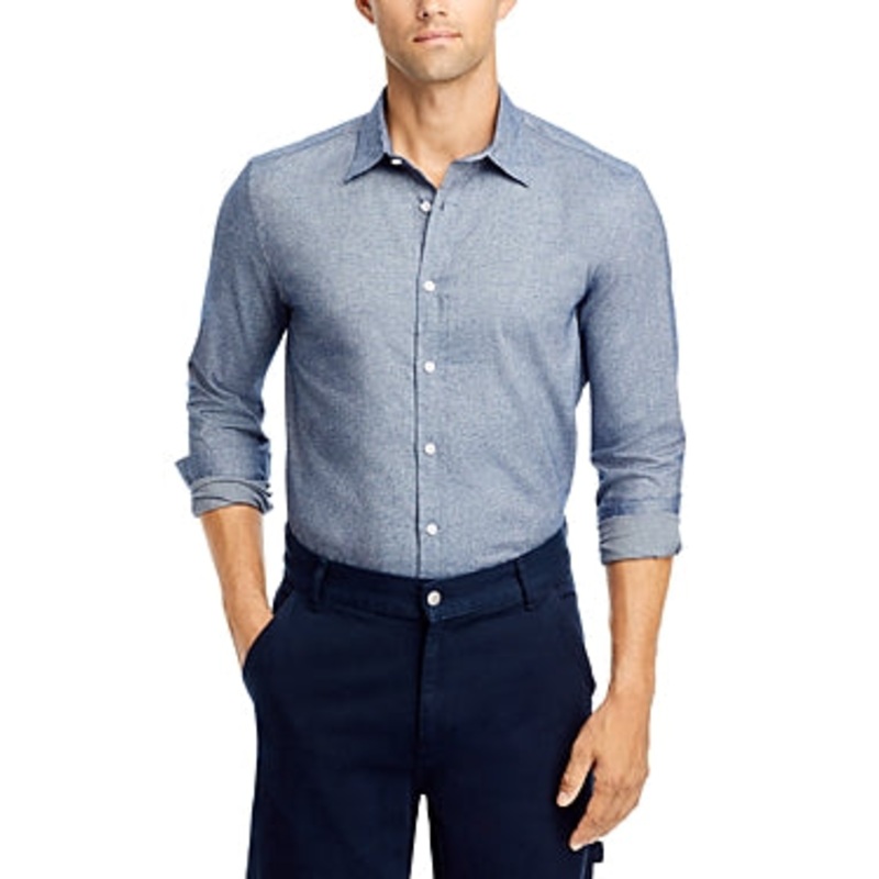 The Mens Store   Regular Fit Button Down Flannel Shirt Blue Large