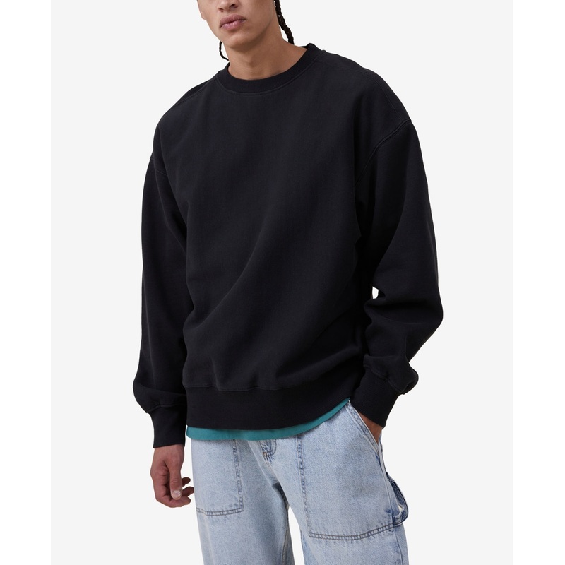 COTTON ON Mens Oversized Crewneck Pullover Sweatshirt Faded Slate XL