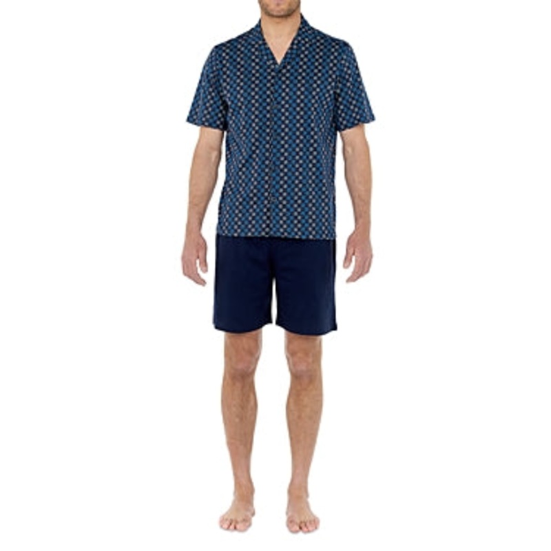 Hom Mens Marvin Cotton Solid Regular Fit Pajama Shorts Navy Blue Small