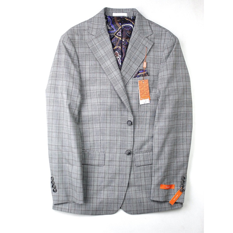 Tallia Mens Slim Fit Wool Sport Coat Blazer Grey Brown 42R