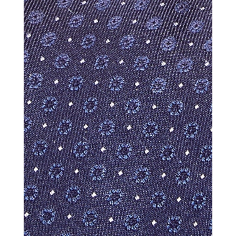 The Men's Store's Circular Medallion Neat Silk Skinny Tie Navy Blue Necktie