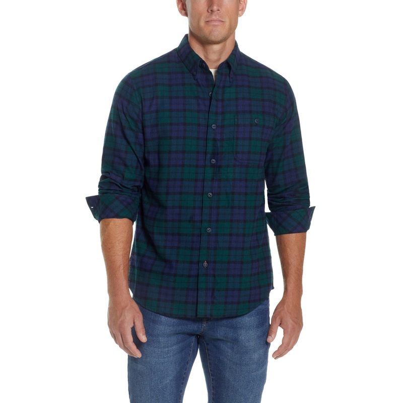 Weatherproof Vintage Mens Button Down Plaid Shirt Deep Sea Blue Small