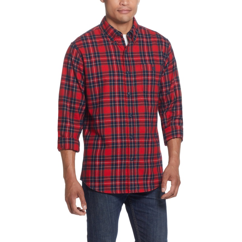 Weatherproof Vintage Mens Flannel Button Down Shirt Ant Red Small
