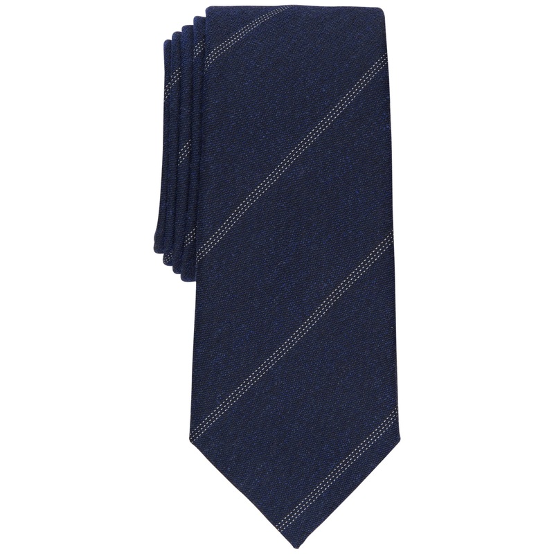 Alfani Men's Slim Stripe Necktie Navy Blue
