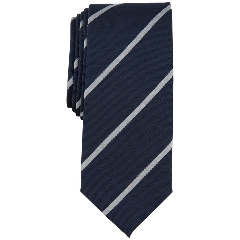 Alfani Mens Necktie  Stripe Navy Blue Tie