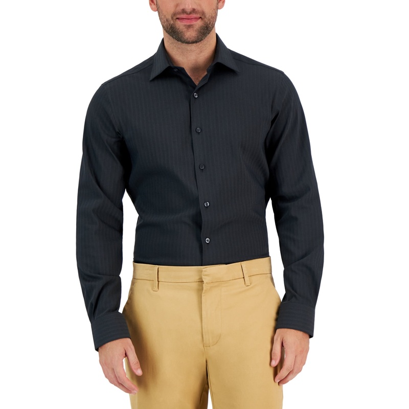 Alfani Mens Slim Fit Button Down Shirt Dark Charcoal Grey 16 16.5 32 33