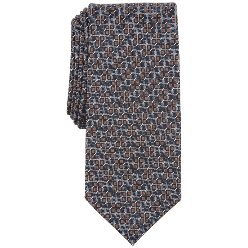 Alfani Mens Tie  Elinor Patterned Necktie  Cognac Grey
