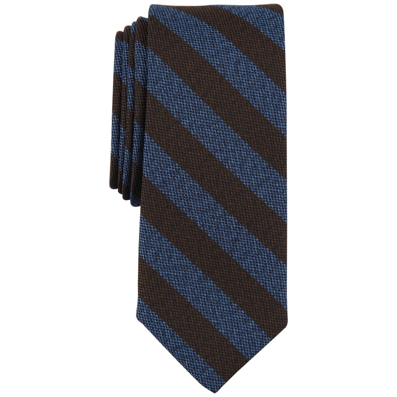 Bar III Men's Tie Arrow Striped Skinny Necktie Taupe Blue
