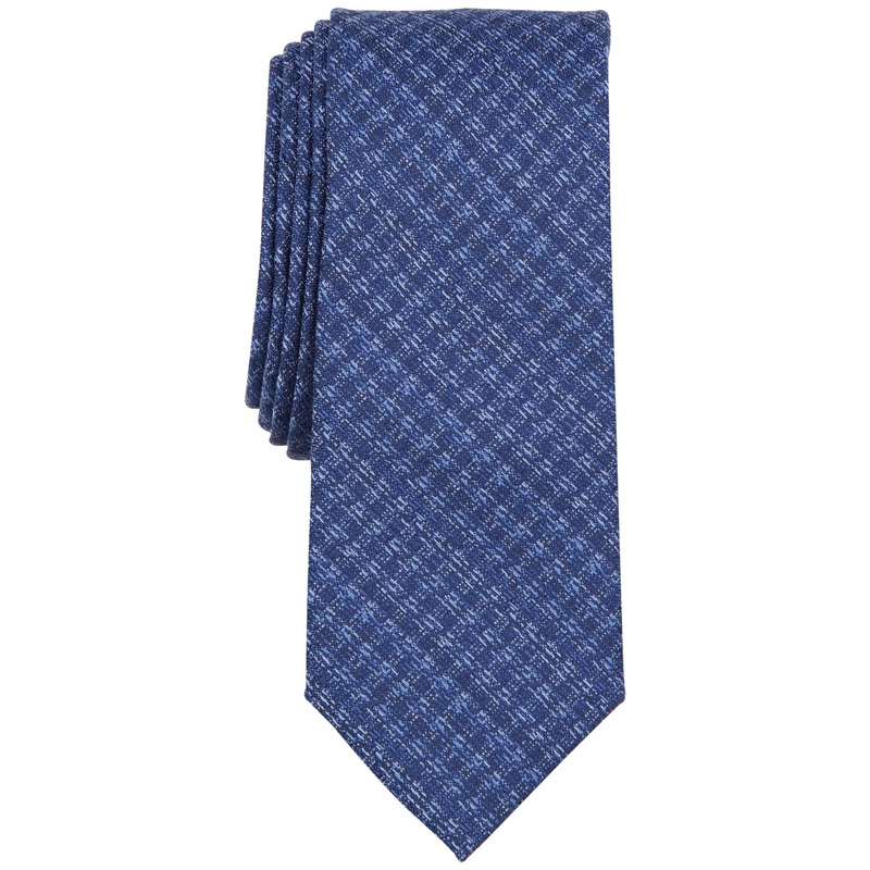 Bar III Mens Milan Solid Textured Necktie Navy Blue