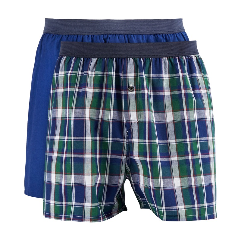 Club Room Men's 2 pk Patterned Solid  Boxer Shorts Navy Medium