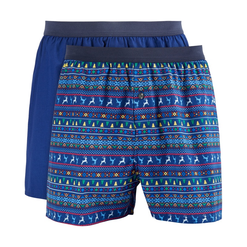 Club Room Men's 2 pk Patterned Solid  Boxer Shorts Navy Small