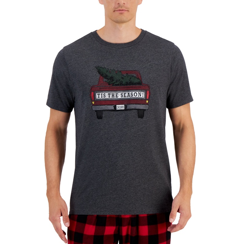 Club Room Men's Holiday Season Sleep T Shirt Charcoal Heather Small