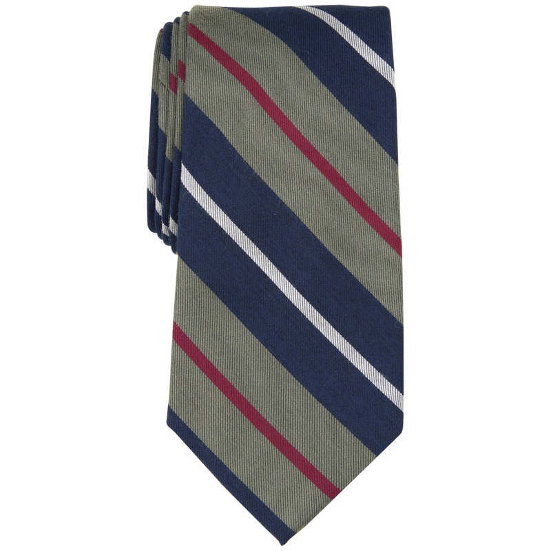 Club Room Mens Loretto Stripe Necktie Hunter Green Navy