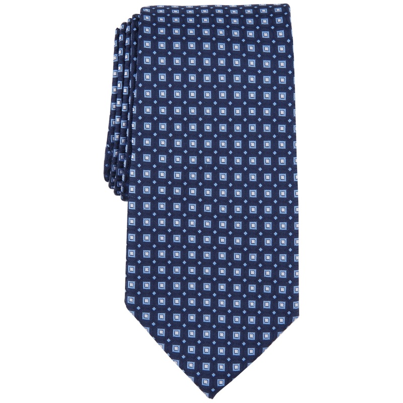 Club Room Mens Necktie Magnolia Medallion Navy Blue Tie