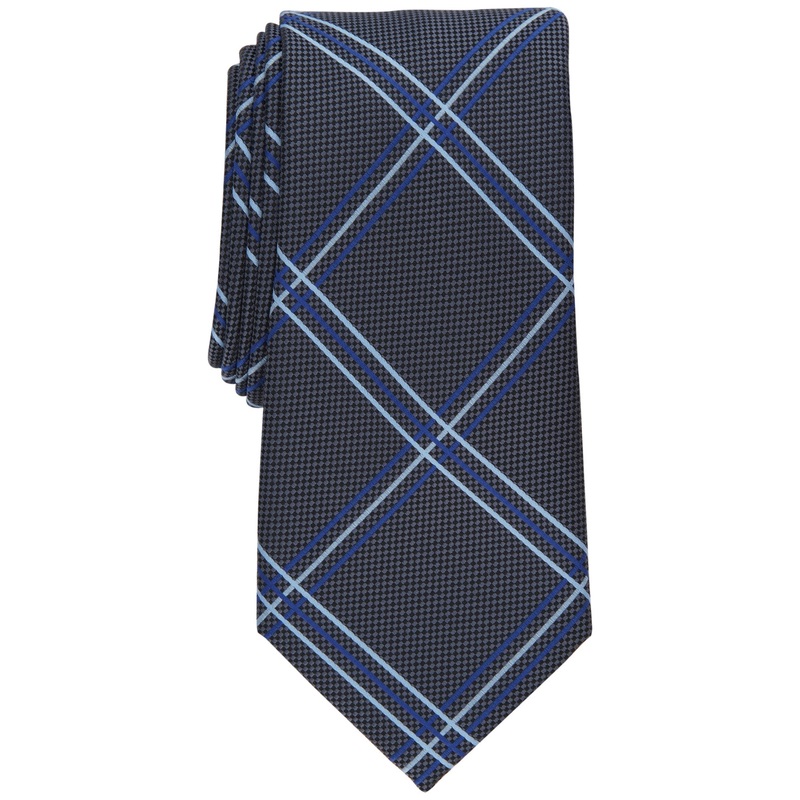 Club Room Mens Necktie Otero Grid Patter Charcoal Tie