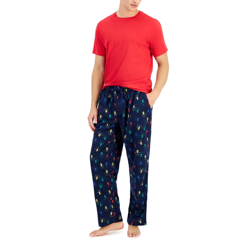 Club Room Mens Pajama Short Sleeve T Shirt Red XL