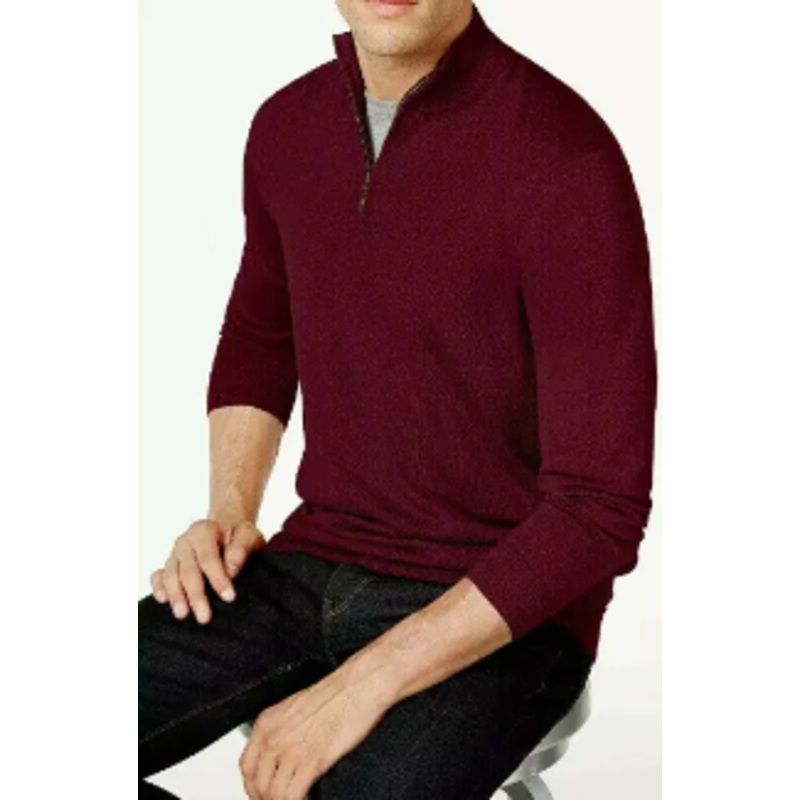 Club Room Mens Regular Fit Quarter Zip Sweater Red Plum 2XL