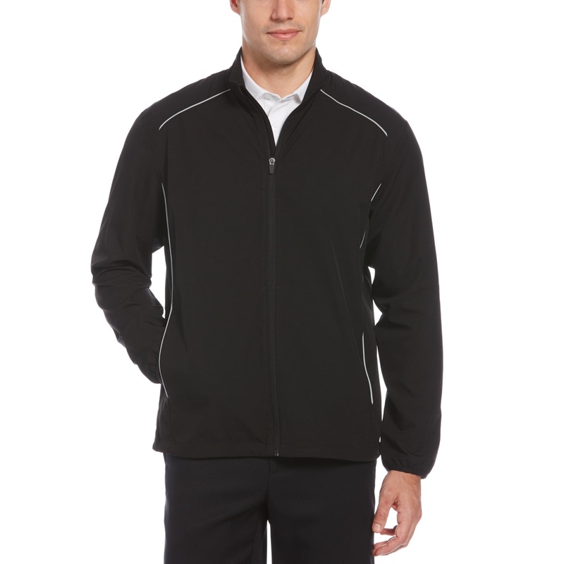 P.G.A. Tour Men's Black Performance Stretch Zip up Jacket Caviar Black Small