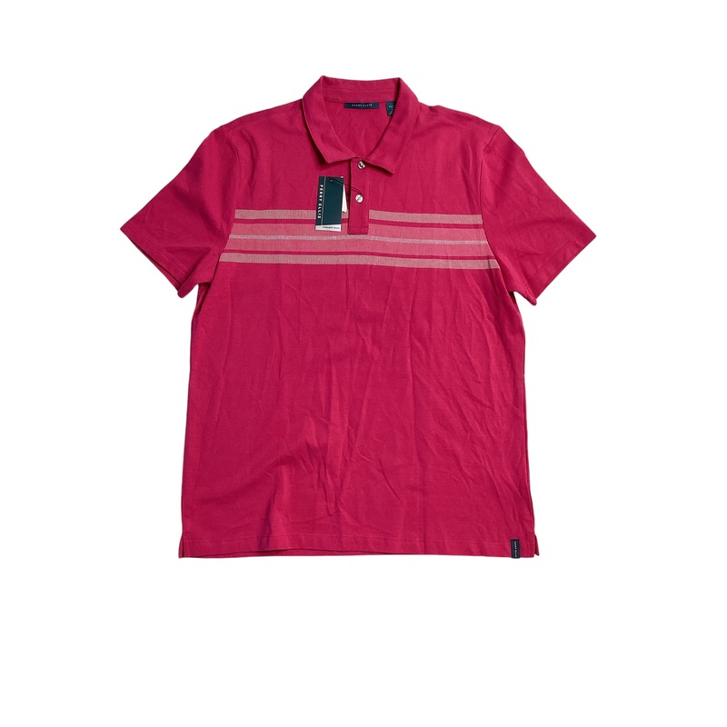 Perry Ellis Men's Chest Stripe Short Sleeve Polo Shirt Sangria Pink XL