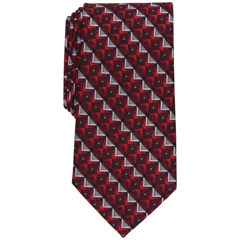 Perry Ellis Mens Chandler Geometric Print Necktie Red