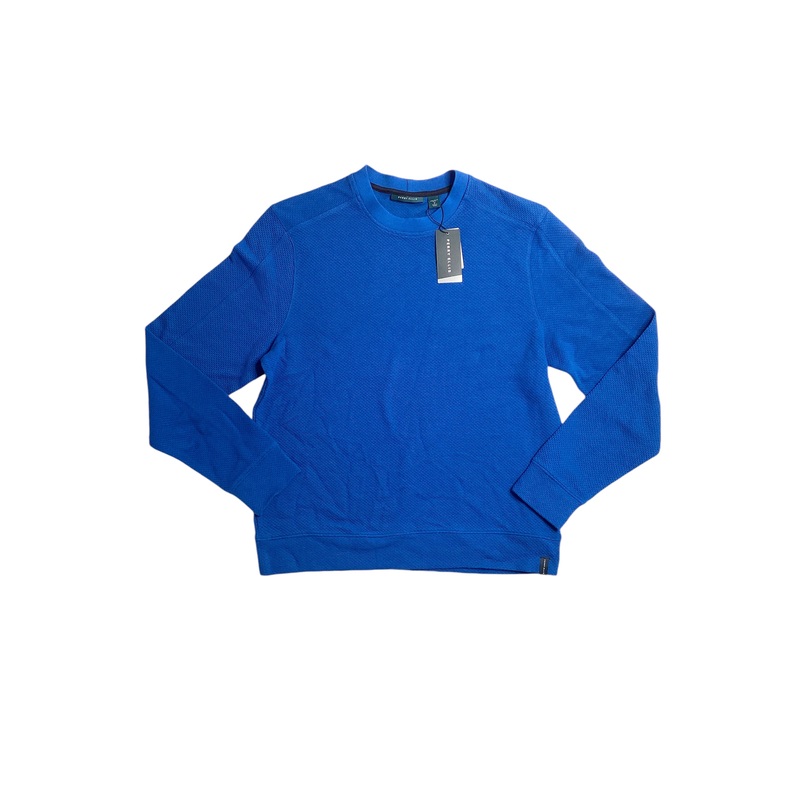 Perry Ellis Mens Crewneck Long Sleeve Waffle T Shirt Royal Blue  Medium
