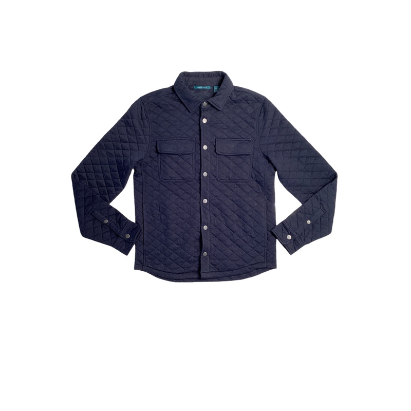 Perry Ellis Mens Diamond Quilted Button Down Shirt  Dark Sapphire Blue Small