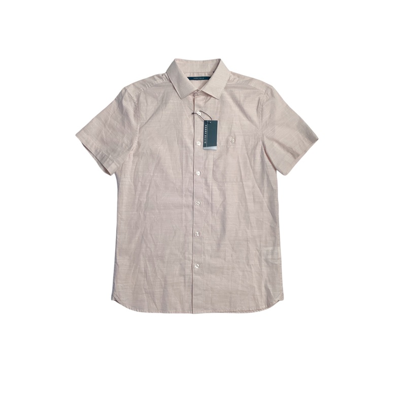 Perry Ellis Mens Dobby Short Sleeve Button Down Shirt Mahogany Rose Pink Small