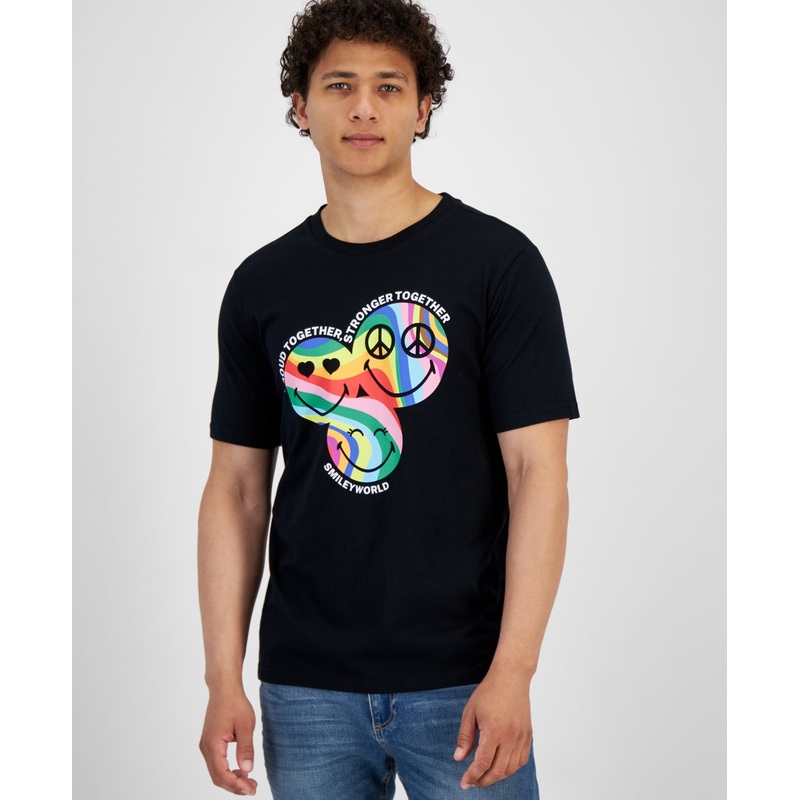 SmileyWorld Mens YM Spray Proud Together Short Sleeve T Shirt Black Large