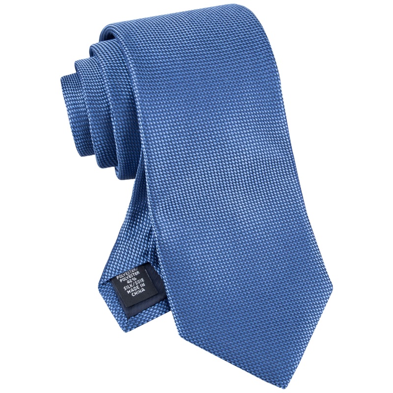 Tommy Hilfiger Mens Basket Weave Solid Tie Navy Blue ONE SIZE