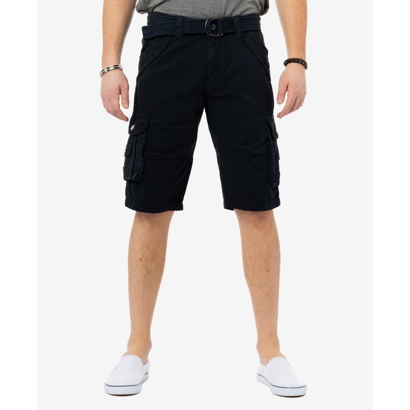 X-Ray Men's Belted Double Pocket 12.5" Cargo Shorts Navy 48