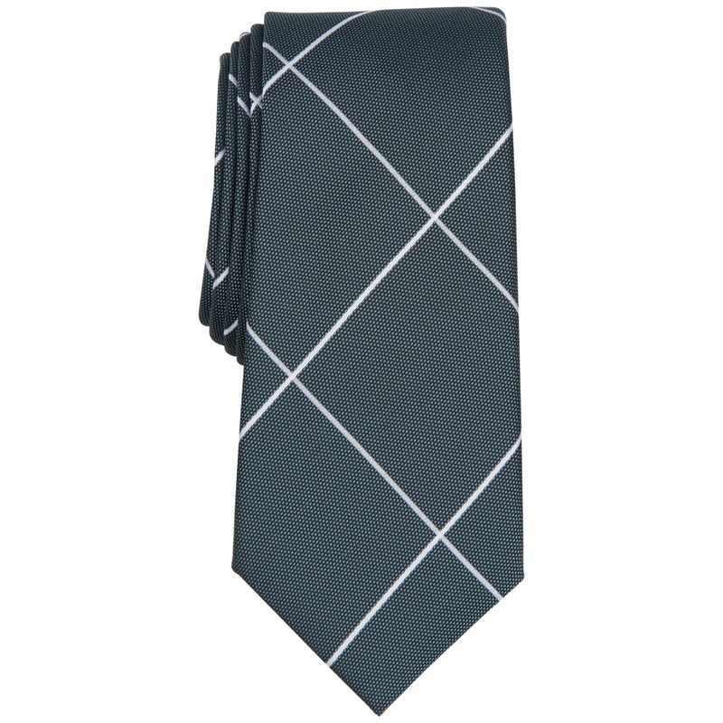 Alfani Men's Murray Grid Tie Hunter Green Necktie